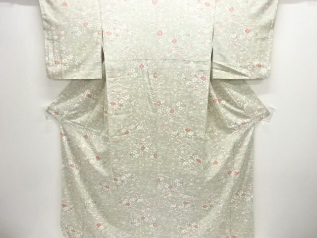 草花に家屋模様小紋着物(あぜくら)